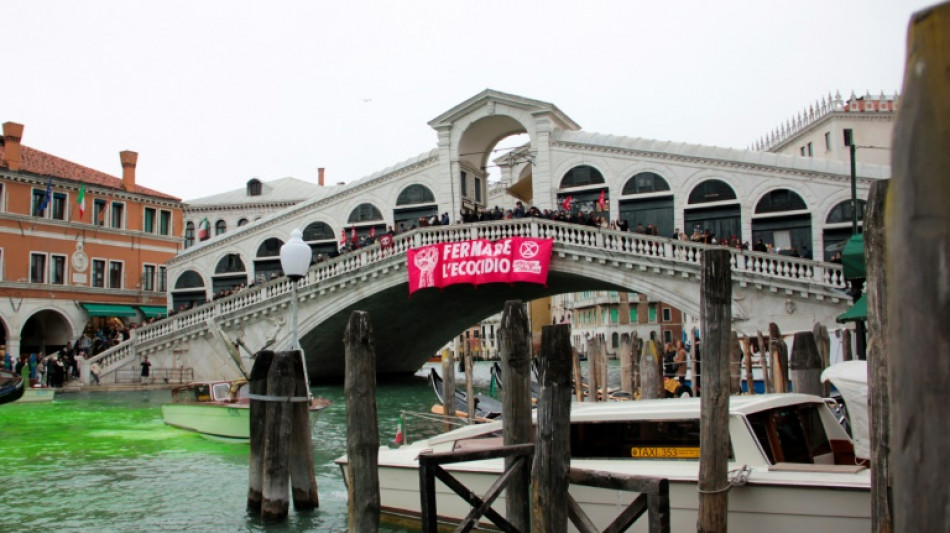 Le Grand Canal de Venise teint en vert par des militants écologistes
